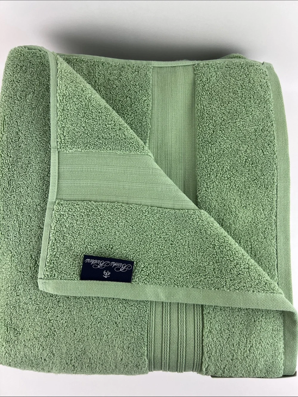 Brooks Brothers Bath Towels Sage Green Plush 100% Cotton 2 Pc Set NEW